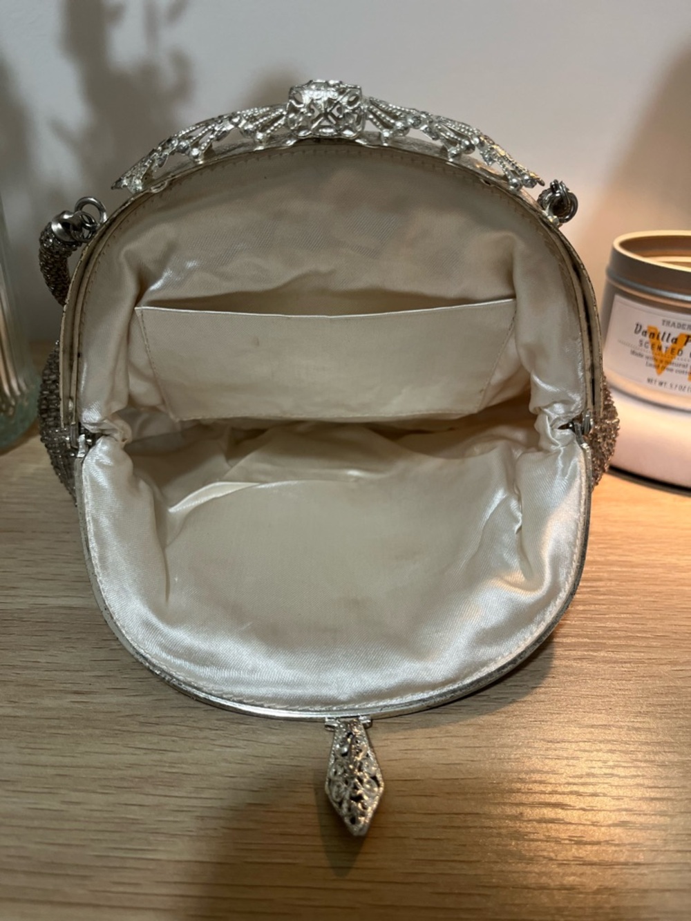 Elegant Silver Beaded Evening Clutch - Women's Bag - Picture 8 of 10